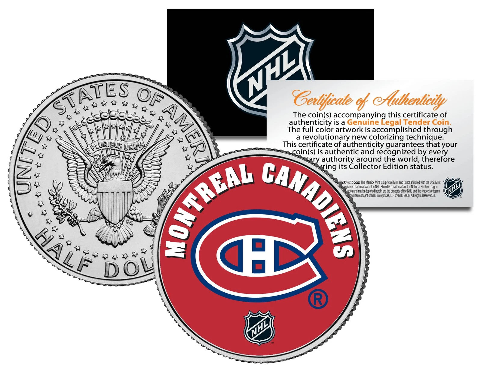 MONTREAL CANADIENS NHL Hockey JFK Kennedy Half Dollar U.S. Coin * LICENSED *