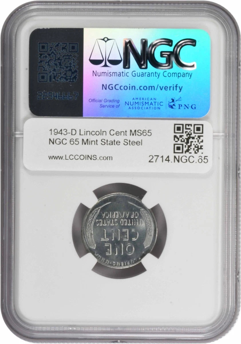 1943-D Steel Lincoln Cent MS65 NGC