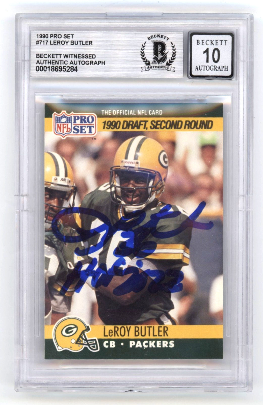 LeRoy Butler 1990 Pro Set #717 Signed Rookie RC w/ HOF 2022 Beckett BGS 10 Auto-1