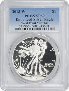 2013-W American Silver Eagle Dollar West Point Mint Set Enhanced SP69 PCGS-1