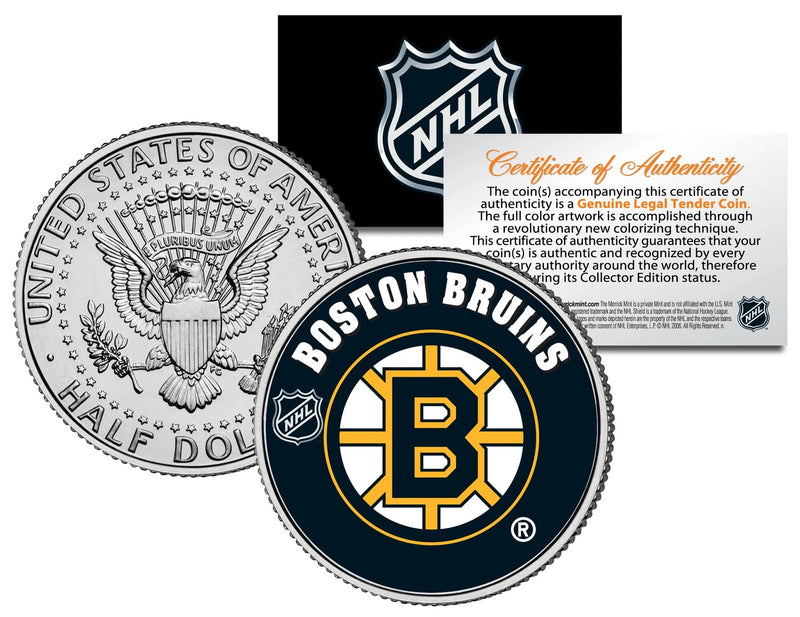 Moneda de medio dólar estadounidense de JFK Kennedy de hockey de la NHL de los BOSTON BRUINS * CON LICENCIA *-1