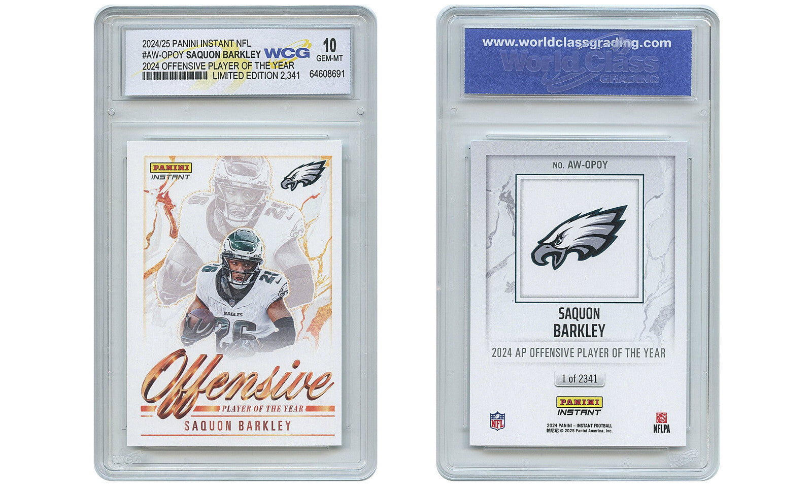 2024 Panini SAQUON BARKLEY NFL Offensive Player of Year Card Eagles GEM MINT 10-3