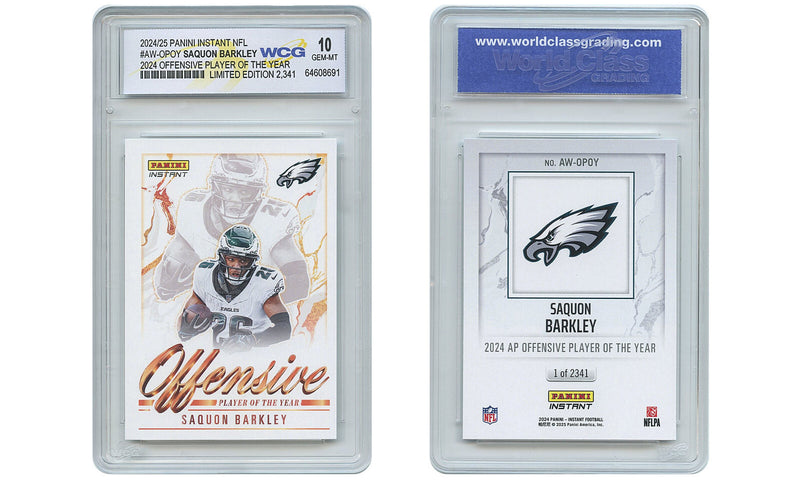 2024 Panini SAQUON BARKLEY NFL Offensive Player of Year Card Eagles GEM MINT 10-3