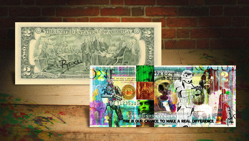 ROGUE ONE - A STAR WARS STORY Genuine U.S. $2 Bill HAND-SIGNED by Rency - Banksy-2