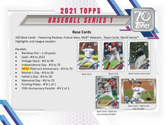2021 Topps Baseball Series 1 Factory Sealed 67 Card Hanger Pack Box Relics Autos-6