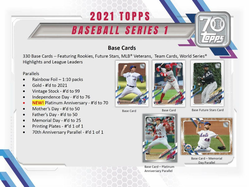 2021 Topps Baseball Series 1 Factory Sealed 67 Card Hanger Pack Box Relics Autos-6