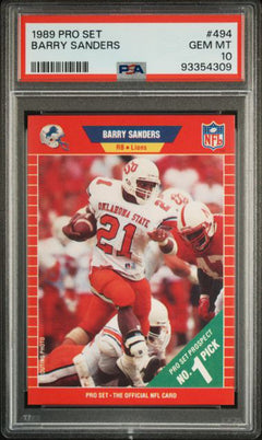 Graded 1989 Pro Set Barry Sanders #494 Rookie RC Football Card PSA 10 Gem Mint-1