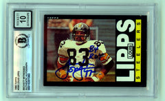 Louis Lipps 1985 Topps #358 Signed Rookie RC w/ 84 ROY Insc. Beckett BGS 10 Auto-1