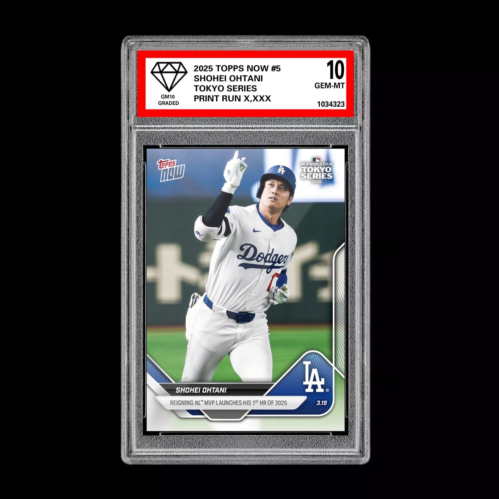 Graded 10 Shohei Ohtani 1st HR Tokyo Series Japan 2025 Topps NOW Card #5 50/50-1