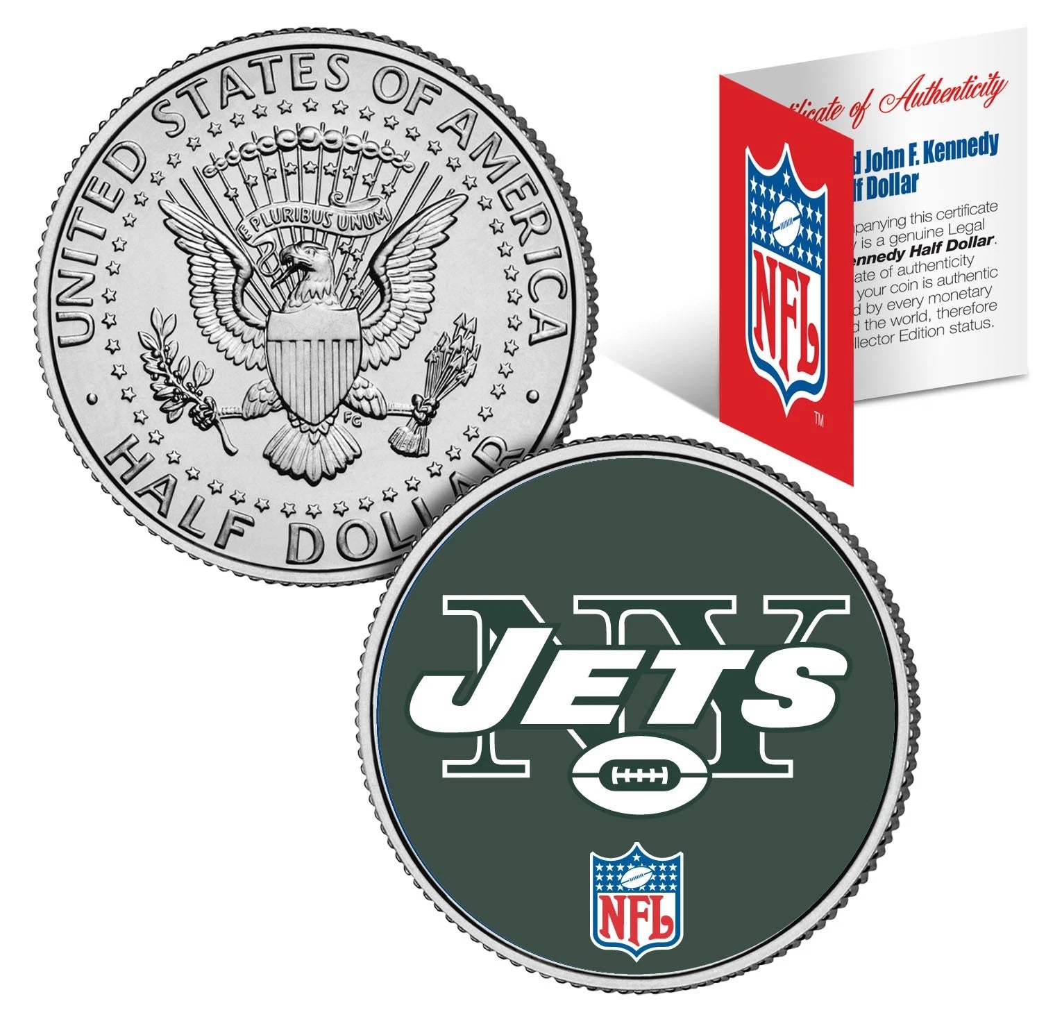 NEW YORK JETS NFL JFK Kennedy Half Dollar US Coin *Officially Licensed*