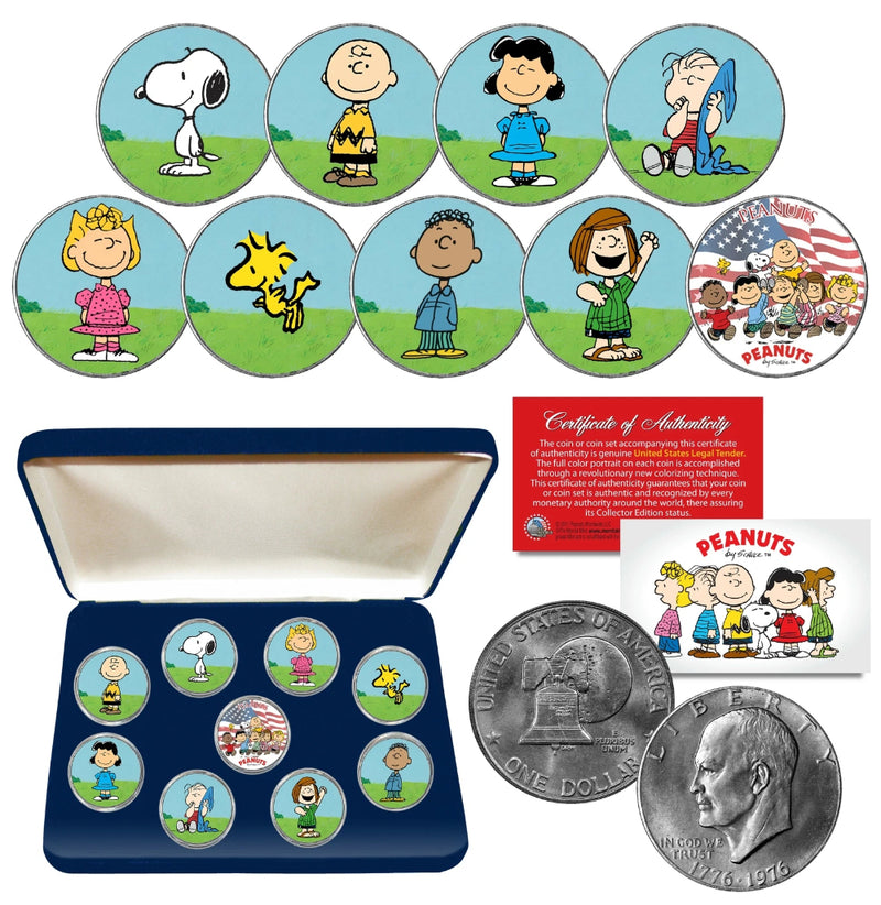PEANUTS GANG Snoopy 1976 IKE Eisenhower US Dollar 9-Coin Set with Box-1
