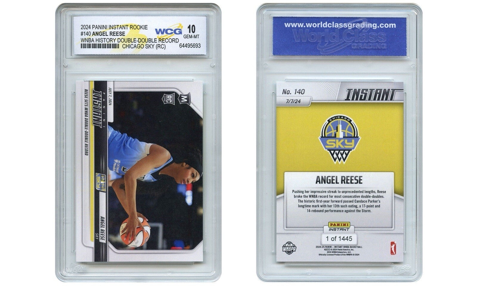 2024 Panini ANGEL REESE WNBA Record Double-Double ROOKIE CARD #140 - GEM MINT 10