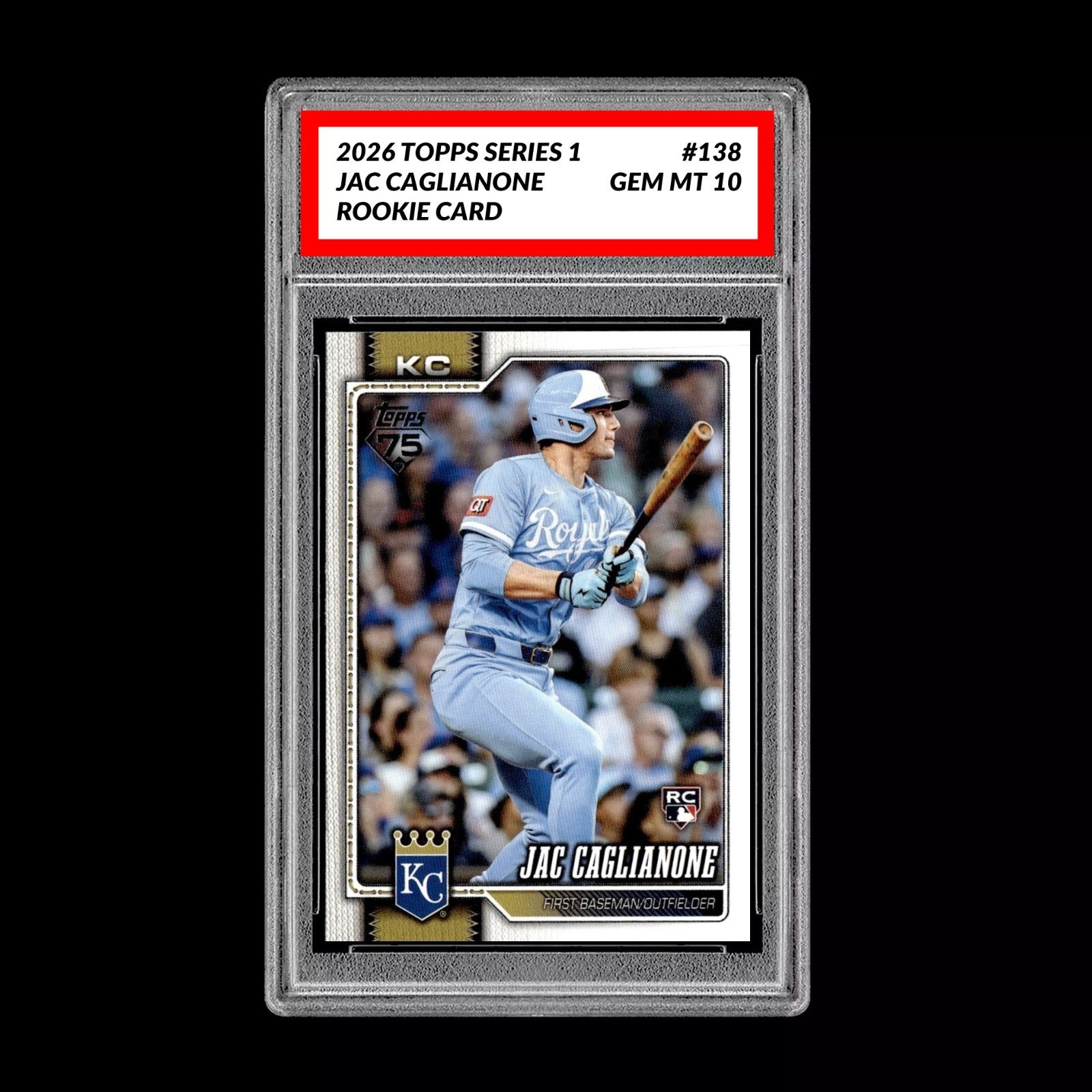 Graded 10 Jac Caglianone #138 Rookie Card RC 2026 Topps Series 1 Royals