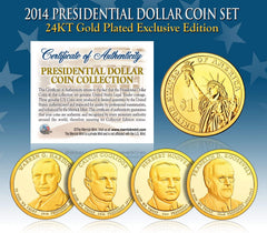 2014 Presidential $1 Dollar 24K GOLD PLATED President 4-Coin Full Set w/Capsules-1