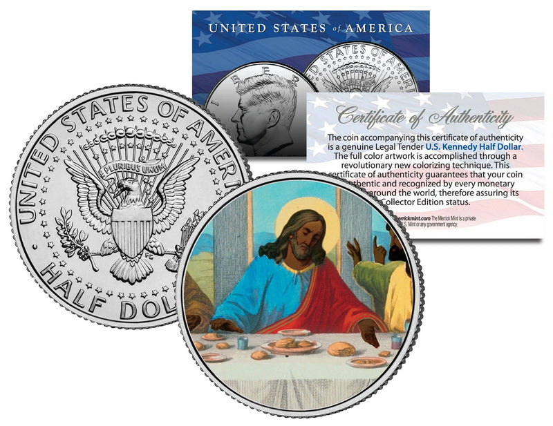 JESUS African American LAST SUPPER Black JFK Kennedy Half Dollar Colorized Coin-1