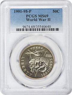 1991-95-P World War II Commemorative Half Dollar MS69 PCGS-1