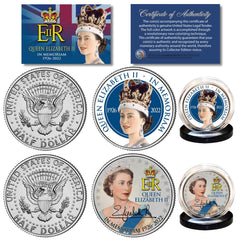 QUEEN ELIZABETH II 1926 - 2022 JFK Half Dollar 2-Coin Set REMEMBERING THE QUEEN-2