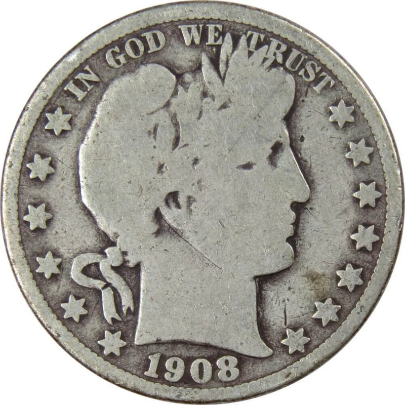 1908 D Barber Half Dollar Circulated Silver 50c Coin Collectible-1