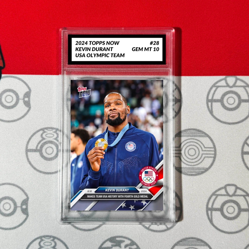 Graded 10 Kevin Durant 2024 Topps NOW Olympics Gold Medal 28 Team USA Basketball-1