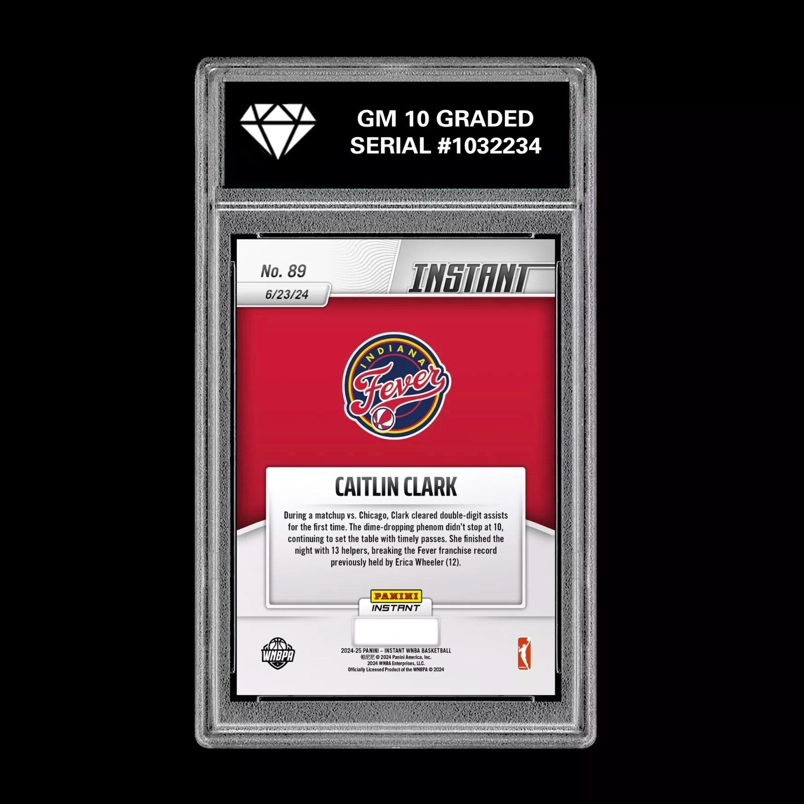 Graded 10 Caitlin Clark #89 RC Rookie Card 2024 Panini Instant Indiana Fever-2