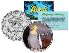 COCKATIEL BIRD JFK Kennedy Half Dollar US Colorized Coin-1