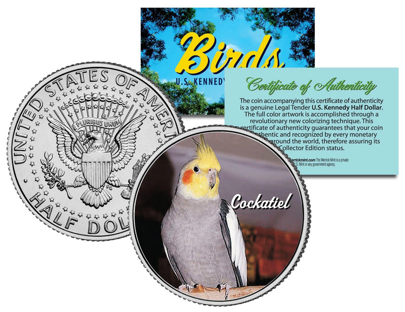 COCKATIEL BIRD JFK Kennedy Half Dollar US Colorized Coin-1