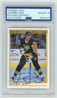 Jaromir Jagr 1990-91 O-Pee-Chee Premier #50 Rookie RC Signed PSA 10 GEM MINT-1