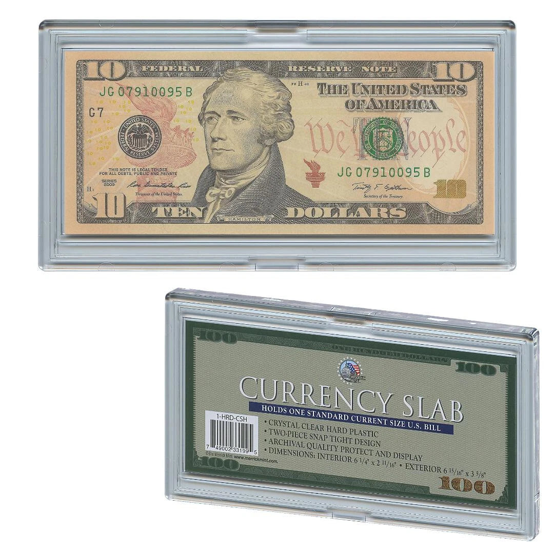 DELUXE CURRENCY SLAB Case Banknote Money Holder for U.S. Dollar Bills - QTY 10-2