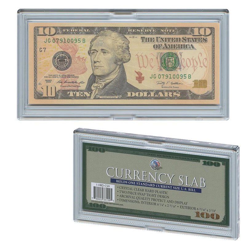DELUXE CURRENCY SLAB Case Banknote Money Holder for U.S. Dollar Bills - QTY 10-2