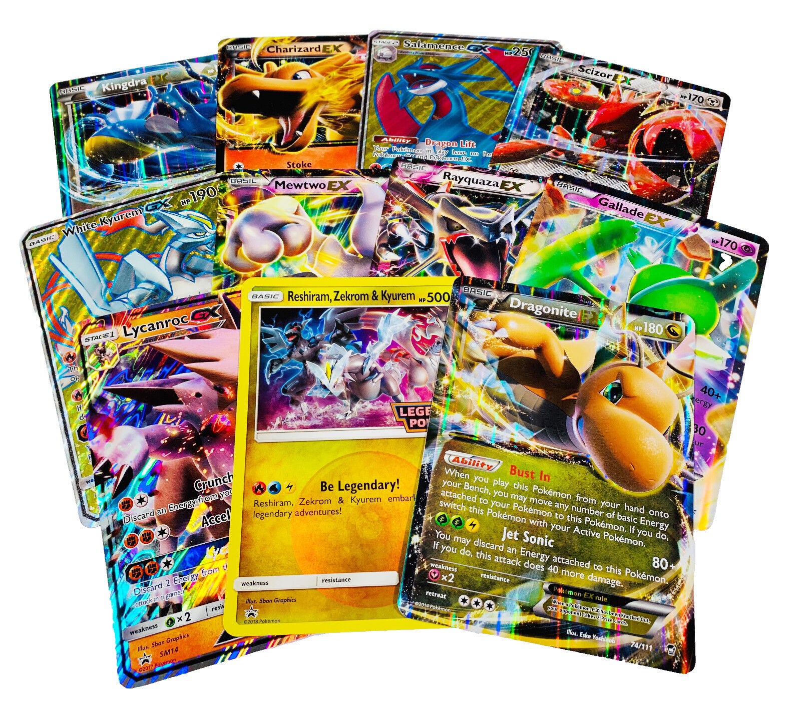 5 Oversized Jumbo Pokémon Cards in Top Loaders – EX GX V VMAX Legendary Full Art – Collector’s Display Trading Cards Rare Promo Lot