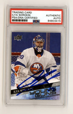 Ilya Sorokin 2020-21 Upper Deck Young Guns #461 Rookie RC Signed PSA Auto-1