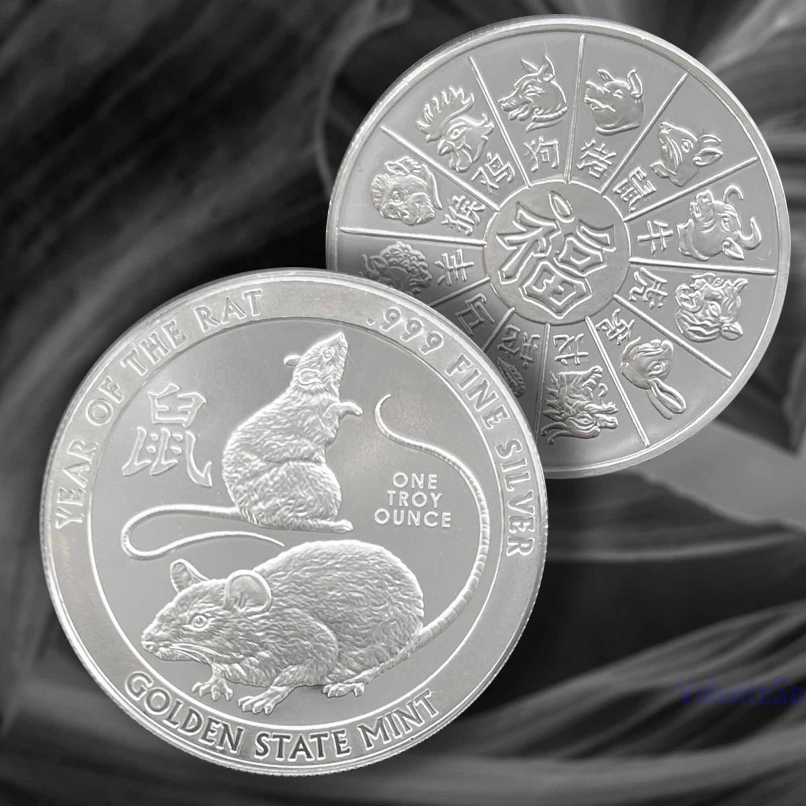 1 oz .999 Fine Silver Round Year of the Rat Collection, Lunar Zodiac Artwork, Heritage Inspired Silver Piece, Premium Display Round, Protective Capsule, Collector Edition, Home Display Collection