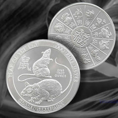 1 oz .999 Fine Silver Round Year of the Rat Collection, Lunar Zodiac Artwork, Heritage Inspired Silver Piece, Premium Display Round, Protective Capsule, Collector Edition, Home Display Collection-1