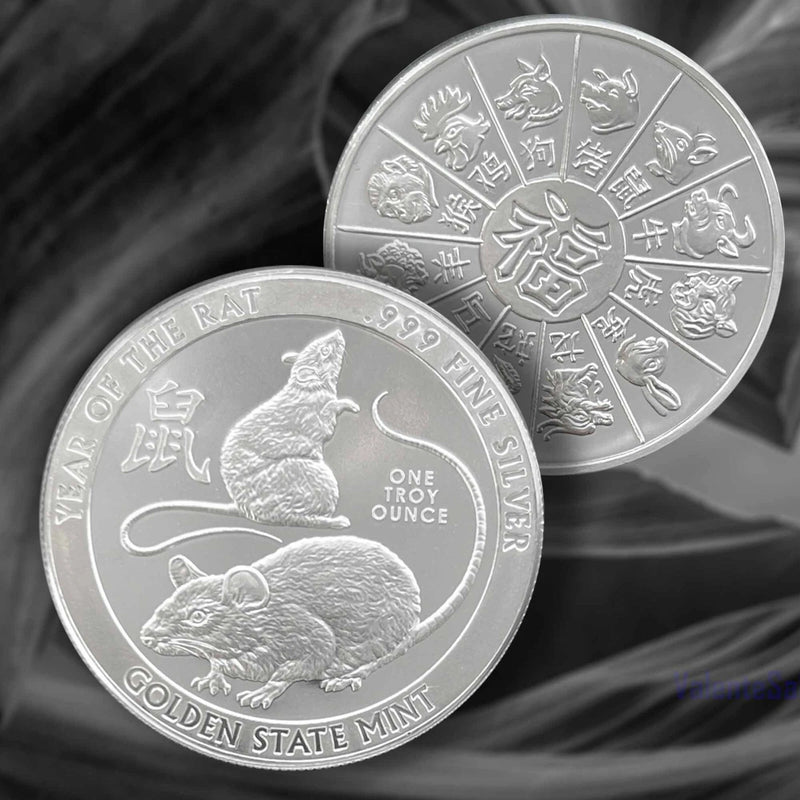 1 oz .999 Fine Silver Round Year of the Rat Collection, Lunar Zodiac Artwork, Heritage Inspired Silver Piece, Premium Display Round, Protective Capsule, Collector Edition, Home Display Collection-1