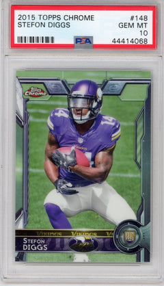 Graded 2015 Topps Chrome Stefon Diggs #148 Rookie RC Football Card PSA 10 Gem Mi-1