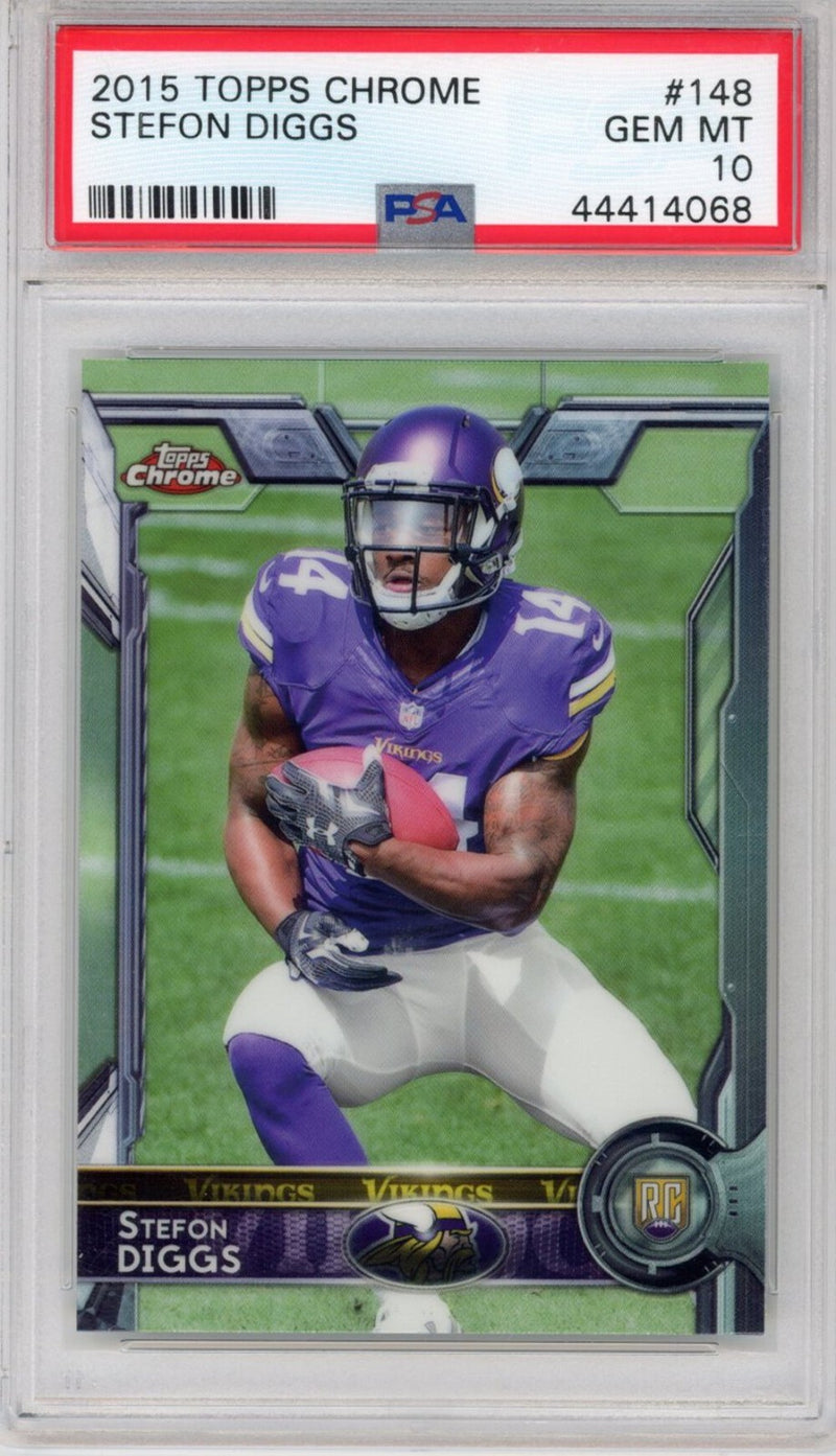 Graded 2015 Topps Chrome Stefon Diggs #148 Rookie RC Football Card PSA 10 Gem Mi-1