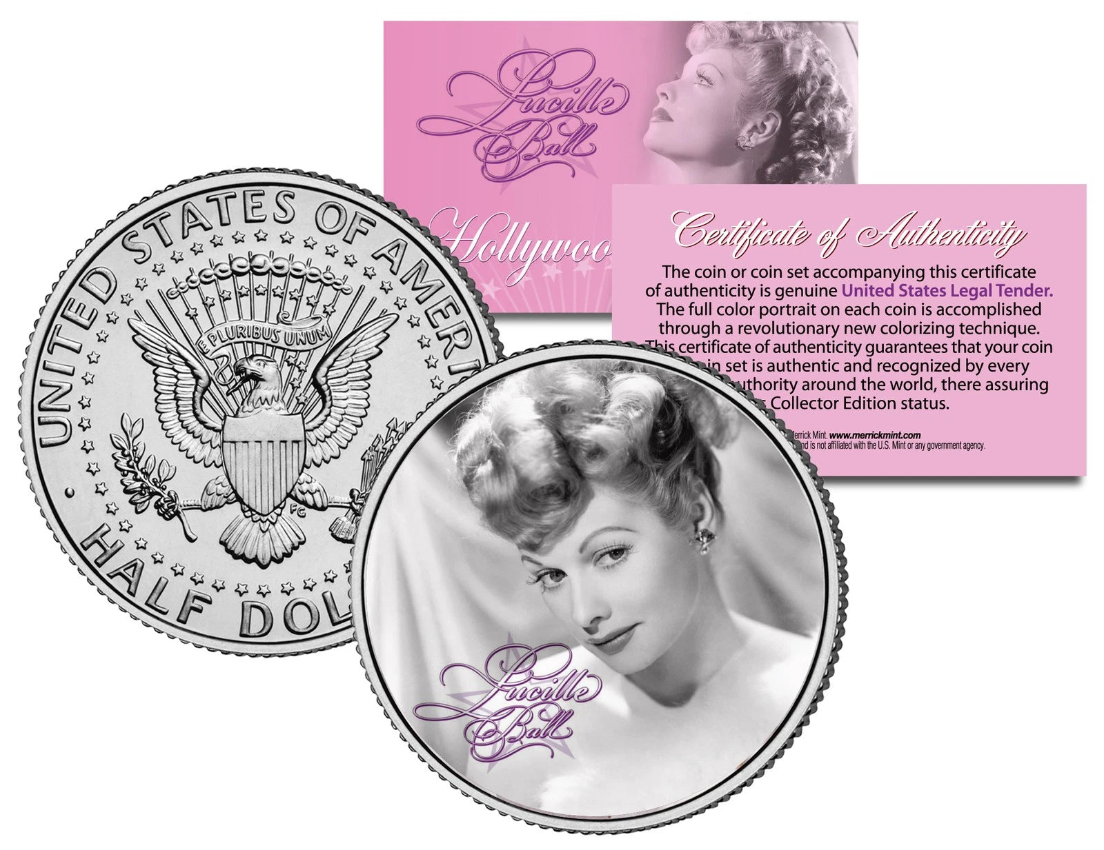Lucille Ball "I Love Lucy Elegant" JFK Kennedy Half Dollar US Coin *Licensed*-1