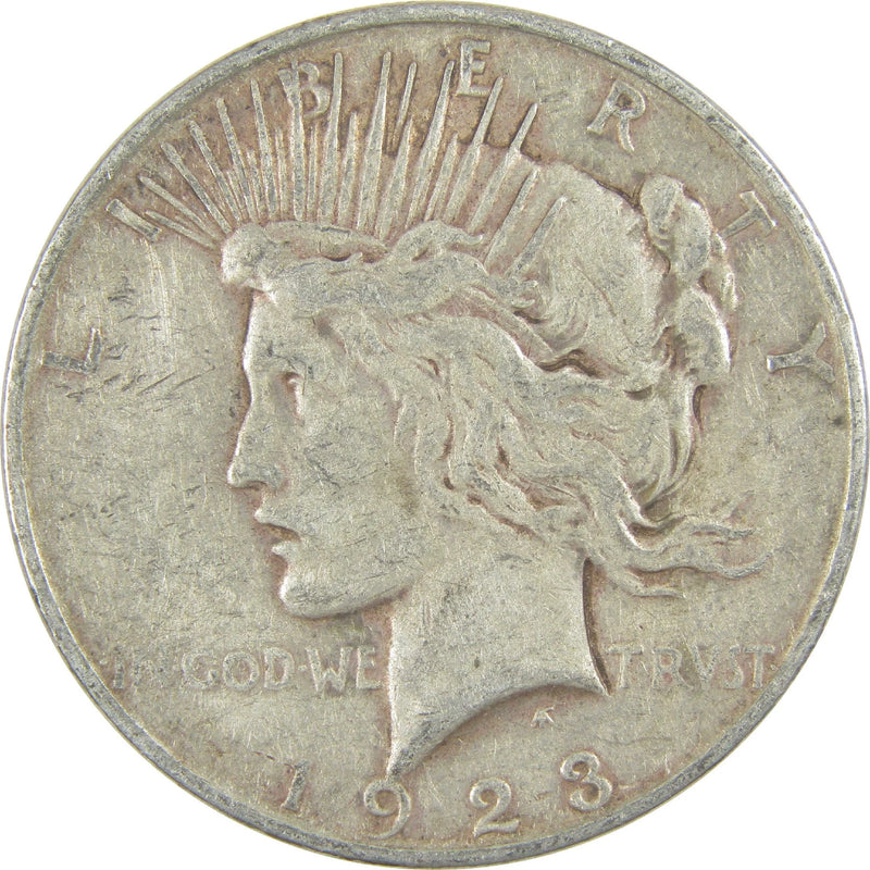 1923 D Peace Dollar F Fine Silver $1 Coin-1