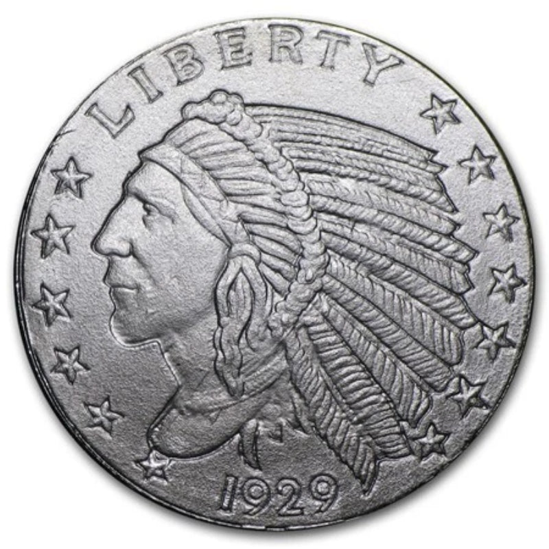 Lote de 5 (5) monedas redondas indias incrustadas de plata de 1929 de 0,10 (1/10) onzas troy .999-4