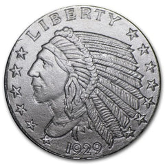 Lote de 5 (5) monedas redondas indias incrustadas de plata de 1929 de 0,10 (1/10) onzas troy .999-4
