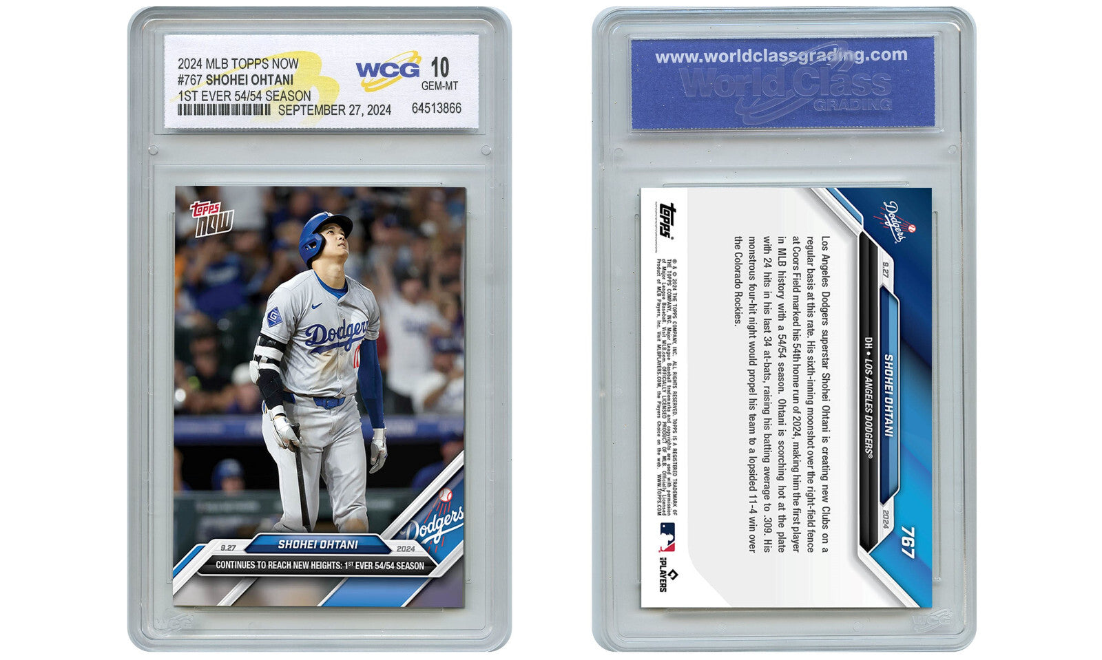 2024 Topps Now SHOHEI OHTANI 1st Ever 54/54 Season Card #767 Graded GEM-MINT 10-3