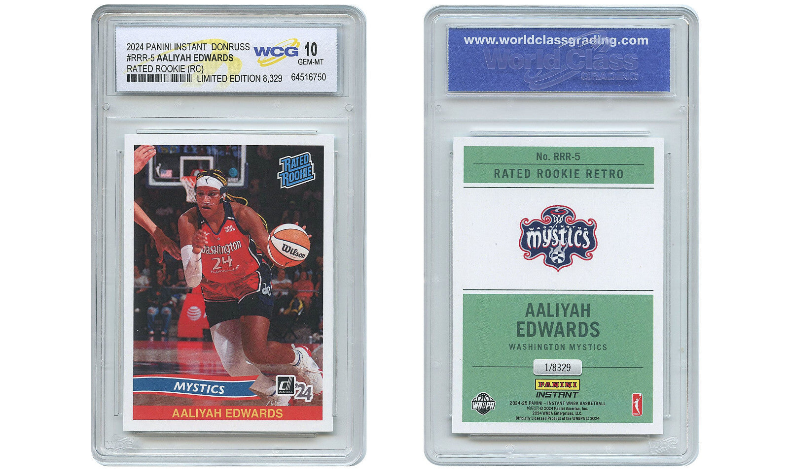 2024 Panini WNBA AALIYAH EDWARDS Donruss Rated Rookie Card #RRR5 – GEM-MINT 10-2