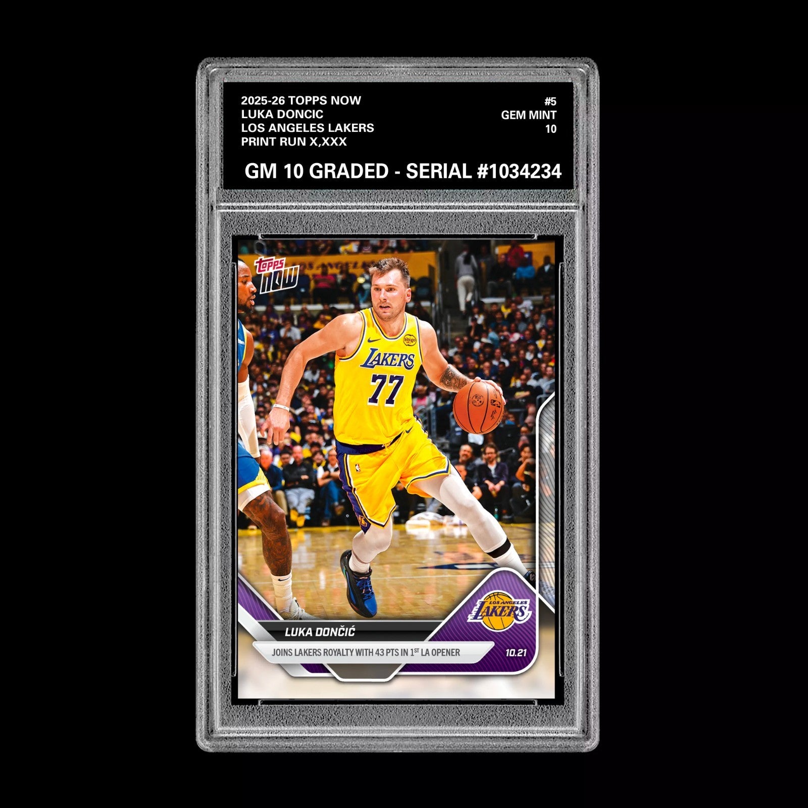 Graded 10 LUKA DONCIC #5 2025-26 TOPPS NOW Basketball LAKERS