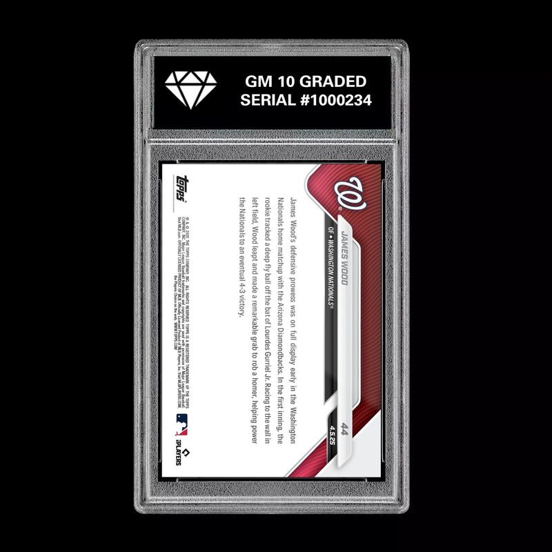 Graded 10 James Wood RC Rookie 2025 MLB TOPPS NOW Nationals Card 44-2