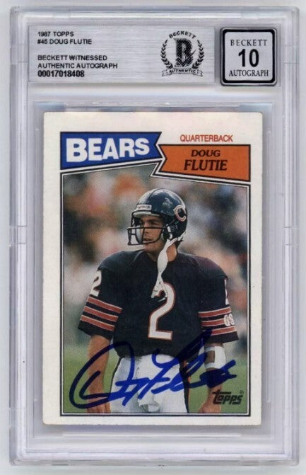 Doug Flutie 1987 Topps #45 Rookie RC Signed Beckett Wit BAS BGS 10 Auto Bears-1