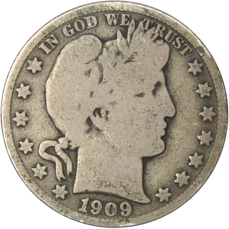 1909 S Barber Half Dollar VG Very Good 90% Silver 50c US Type Coin Collectible-1