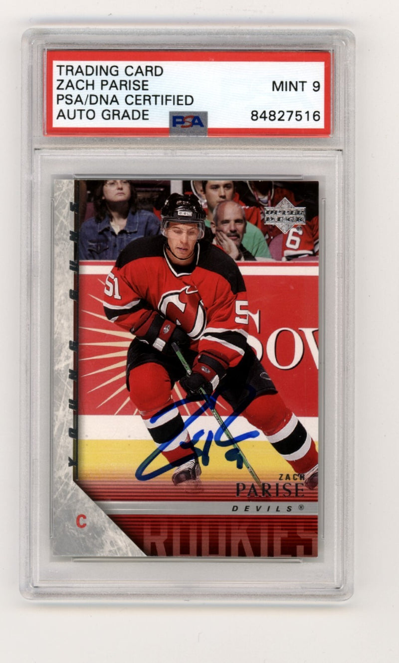 Zach Parise 2005-06 Upper Deck #206 Young Guns Rookie RC Signed PSA 9 Auto-1