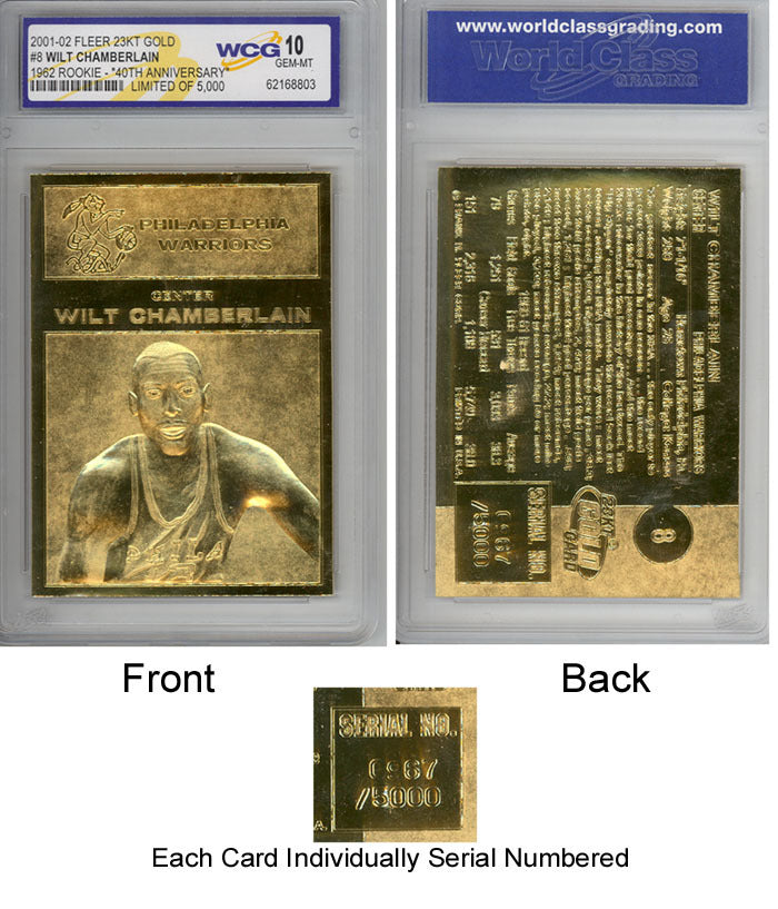 RARE Gem-Mint 10 WILT CHAMBERLAIN Fleer ROOKIE Gold Card - MUST SEE-1