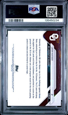 PSA 10 John Mateer RC Rookie Topps #2 2025 Bowman U Now-2