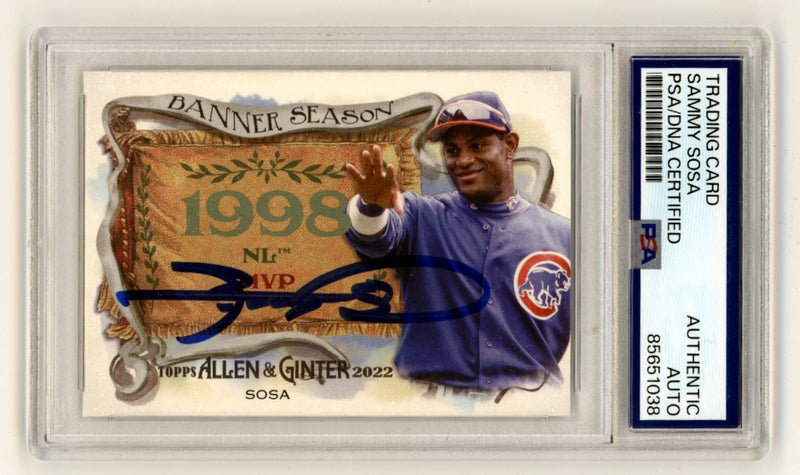Sammy Sosa 2022 Topps Allen & Ginter #BS-20 Banner Season 1998 Signed PSA Auto-1